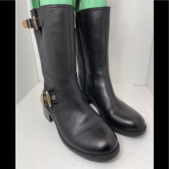 Vince Camuto VV-Wexle Molten Silk Cow Black Leather Moto Boots Women’s Size 7 - Picture 5 of 12